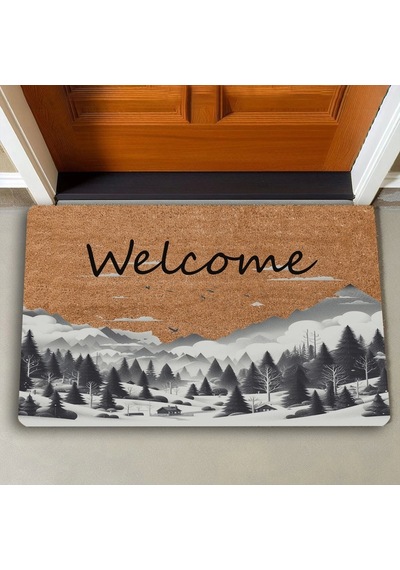 Valerine Life Kar Ve Çam Ormanı Welcome Kapı Önü Paspası 45x70cm