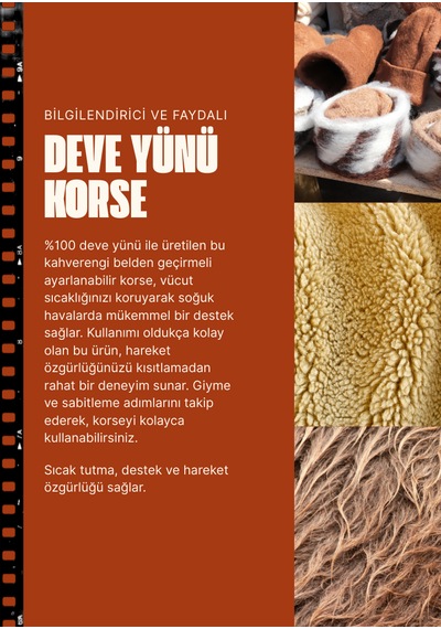 5.mevsim Hakiki Deve Yünü Thermal Korse - Unisex Açık Kahverengi - Camel