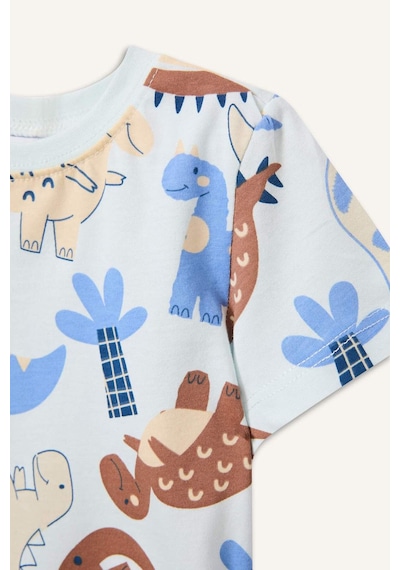 Defacto Dinozor Baskılı 2li Pijama Takımı Erkek Bebek H4034a526hsbe194 Mavi-be194