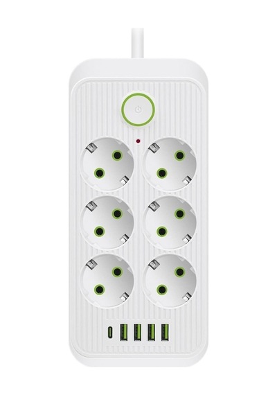 Tc-21564 6 Lı 1.5 Metre Kablolu 4 Usb Li Type-c 3000w 16ah Akım Korumalı Priz Beyaz-6