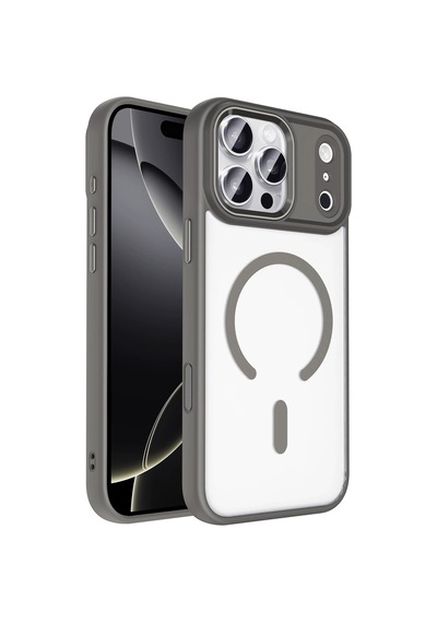 Joko - 913 - Apple Apple iPhone Uyumlu 17 Pro Max Terea Magsafe Kapak - Glblseme - - Gri