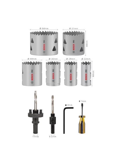 Bosch Pro Multi 12 Parça Vidalı Panç Seti 22-64 Mm 2608900524