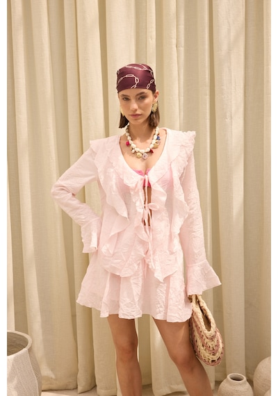 Mai Collection Aliza Pembe Gömlek Şort Takım