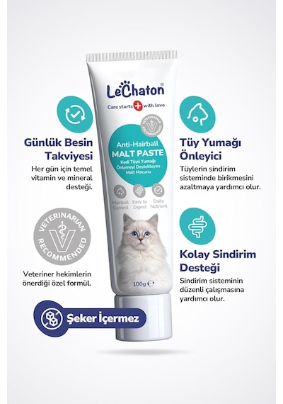 Kedi Tüy Yumağı Önleyici Malt Kedi Tüyü Döküm Dökülmesi Önleyici Engelleyici Kedi Maltı - 100 Gr