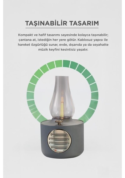 Dekor Lamba Nostaljik Ürün Ambiyans Işığı Bluetooth Hoparlör Vintage Gaz Lambası D53 Gri