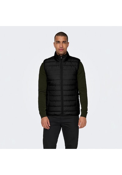 Only & Sons Only&sons Brody Quilt Erkek Siyah Dik Yaka Yelek Siyah