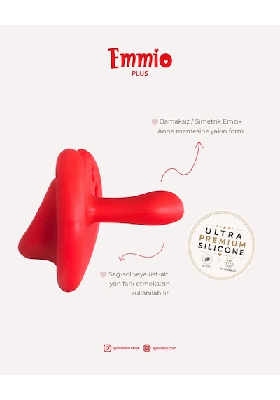 Tgm Baby Ultra Premium Silikon Kalpli Emzik Plus Kırmızı