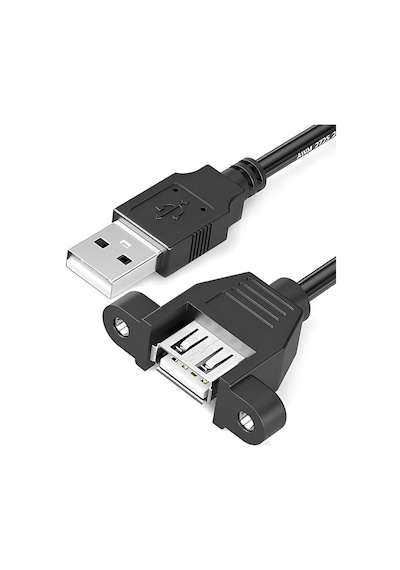Speeduf Erkek Dişi Panel Tipi Kablosu Siyah Usb 2.0 Tip A 1m