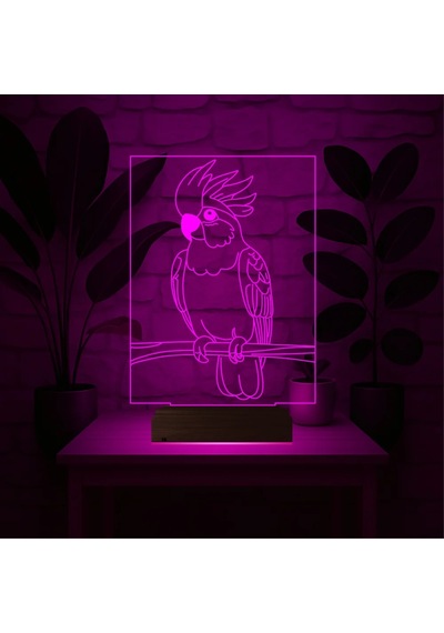 Luvivia Kakadu Papağan Pet Shop 3d Lamba - Masa Gece Lambası Şeffaf