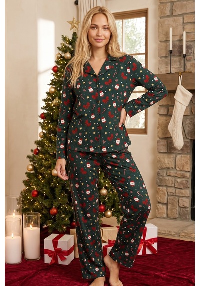Siyah İnci Yılbaşı Temalı Desenli Termal Kumaşlı Ultra Soft Yumuşak Düğmeli Örme Pijama Takımı 26226111 Yeşil Siyah İnci Yılbaşı Temalı Desenli Termal Kumaşlı Ultra Soft Yumuşak Düğmeli Örme Pijama Takımı 26226111 Yeşil