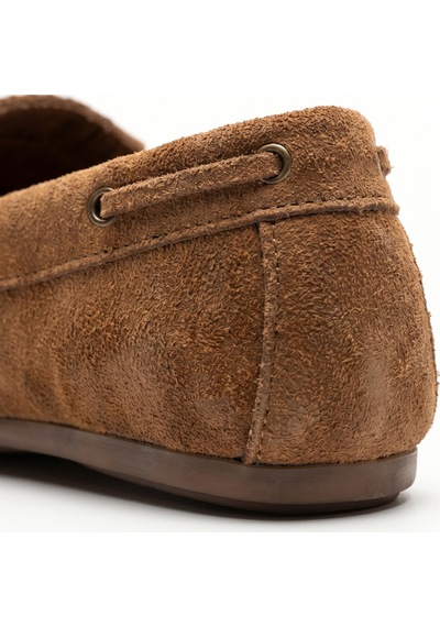 Giamgia Store Püsküllü Boncuk Detaylı Taba Süet Makosen Loafer Ayakkabı-2365