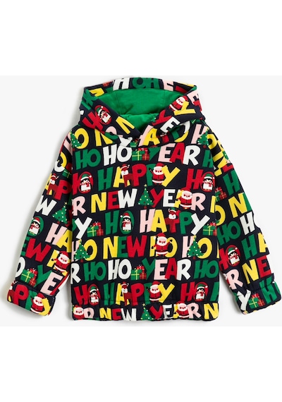 Koton Kapşonlu Sweatshirt Yılbaşı Temalı Noel Baba Baskılı Manşetleri Ve Beli Lastikli Lacivert Desenli 3wmb10380tk 3WMB10380TK7D1 Lacivert