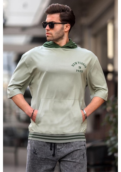 Madmext Mint Yeşili Kapüşonlu Erkek Tişört 6182-mint Yeşili Mint