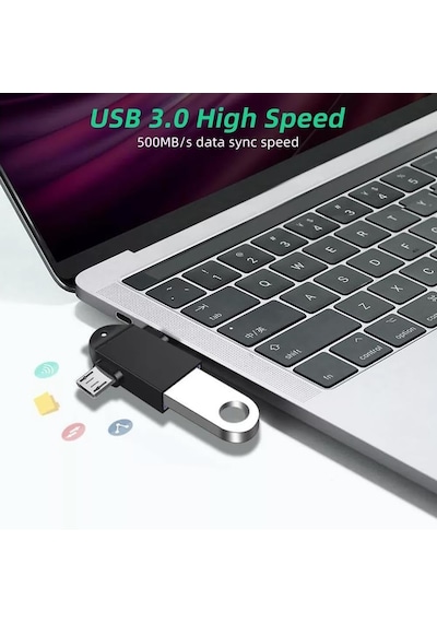 Parcbeny 6549 Micro Usb Type-c 3 In 1 Dönüştürücü Çevirici Adaptör Otg Usb 3.0 Girişli Type-c - Micro Usb Dönüştürücü Aparat