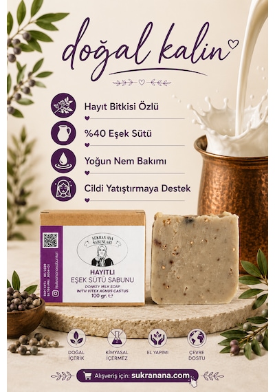 Hayıt Bitki Özlü Zeytin Yağlı Eşek Sütü Sabunu 100 Gr