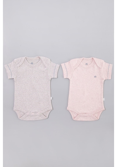 Organicera Organik Kısa Kollu Yenidoğan Body, 2 Li Set , Rose Melange Pudra Pembe
