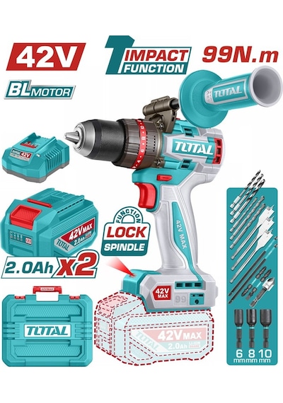 Total TIDLI429982E 42V Li-Ion Akülü Kömürsüz Darbeli Matkap