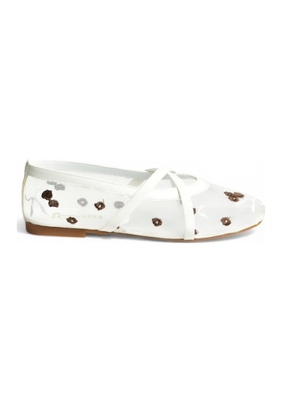 Fox Shoes Y811897015 Beyaz File Çiçek Motifli Kadın Babet