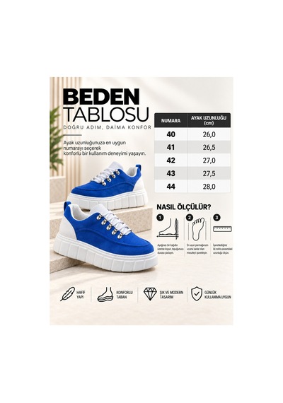 BayTuluk Kb-x10 Kuback Sax Süet Beyaz Yüksek Taban Günlük Spor Ayakkabı Mavi