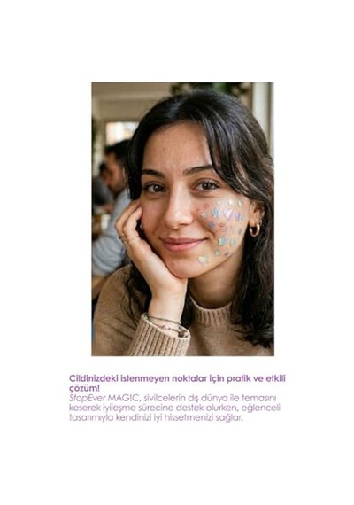 Magic Spot Patch Akne Patch Siyah Nokta Karşıtı Holografik Yıldız Kalp Cilt Bakım Maskesi 20 Adet