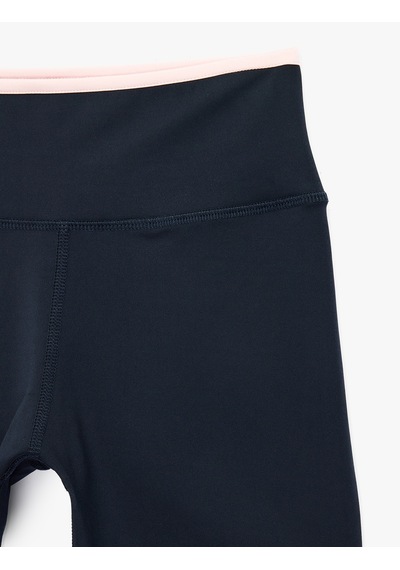 Koton Yüksek Bel İnterlok Slim Fit Spor Biker Tayt Lacivert 7wak40172nk