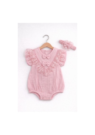 Kardeşler Bebe Müslin Body & Zıbın Fiyonk Detay Pembe