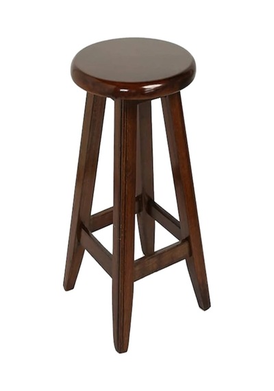 Yuvarlak Ceviz Tabure 80 Cm