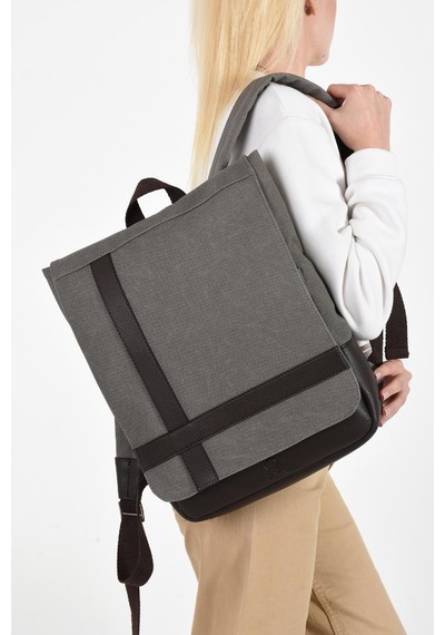 Baginn Kadın Sırt Çantası 35 22 Cm Kanvas Kumaş Laptop Bölmeli Business Sırt Çantası Okul Çantası Mega Bag Gri