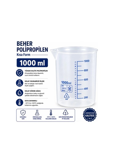 Beher Polipropilen - Kısa Form 1 L