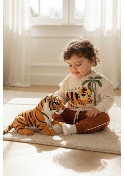 Altıntaş Baby Kaplan Safari Temalı Premium Kalite Mevsimlik Ekstra Yumuşak 2 Li Takım Portakal Portakal