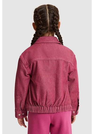 U.S. Polo Assn. Kız Çocuk Pembe Crop Top Çıtçıtlı Cepli Jean Ceket 50330115-vr041
