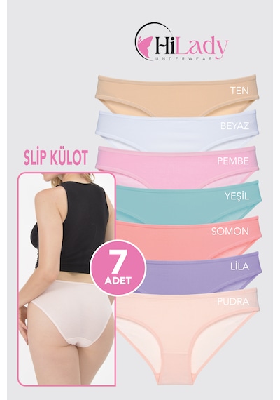 Kadın Külot 7 Li Paket Likralı Soft, Ve, Siyah, Renkler Pamuklu, Yumuşak,külot Beyaz-Ten