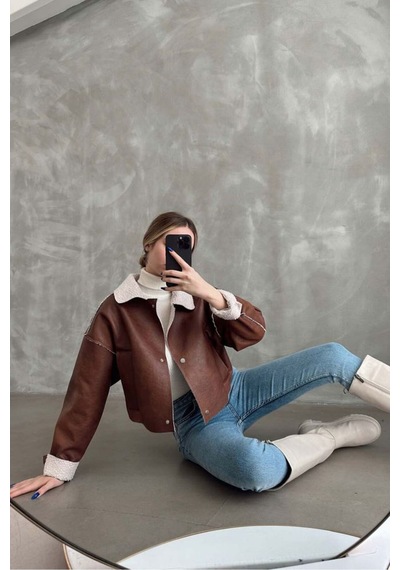 Verymoda Nubuk Yakası Kürklü F1577 Taba