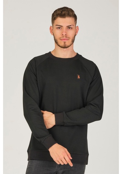 V4003 Dewberry Reglan Kol Erkek Sweatshırt-siyah Siyah