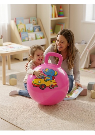Nk Spor 55 Cm Pembe Zıp Zıp Pilates Topu - Tutma Saplı Zıplama Topu - Çocuk Ve Yetişkin Için Kondisyon Topu-kulplu Egzersiz Ve Oyun Topu Anti-burst