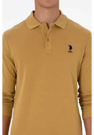 U.S. Polo Assn. Erkek Regular Fit Polo Yaka Koyu Sarı Basic Sweatshirt 50307757-VR235