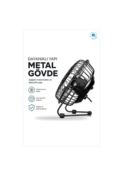 Masaüstü Mini Fan Usb Şarjlı Metal Gövde 14.5x7.5x15 Cm Sessiz Ta
