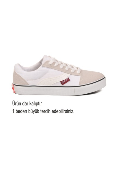 Walkway Beyaz Dar Kalıp Nefes Alan Bağcıklı Keten Erkek Spor Ayakkabı Sneaker 1002 G