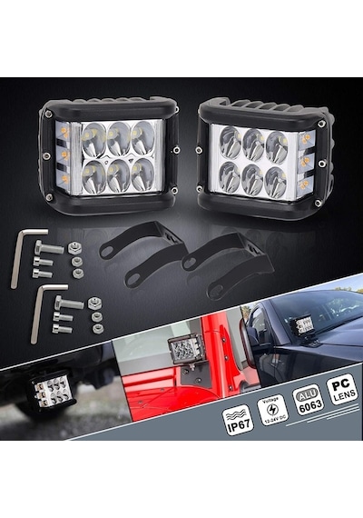 Offroad Sis Lambası Beyaz-kırmızı-mavi 12 Led 36w Çift / Lass319-
