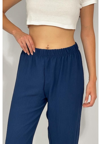 Kadın Beli Lastikli Ayrobin Eşofman Pantolon Lacivert