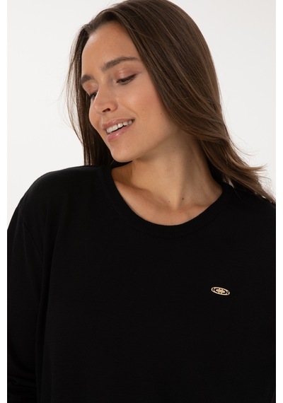 U.S. Polo Assn. Kadın Siyah Bisiklet Yaka Basic Kazak 50307735-VR046