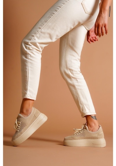 Benito Bej Triko Streç Kalın Tabanlı Sneakers 001