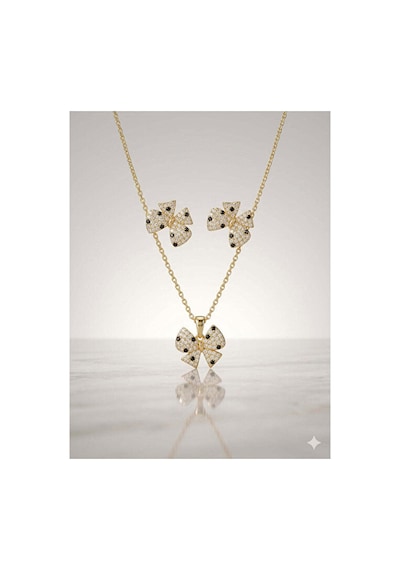 Zirkon Set Premium Çelik Altın
