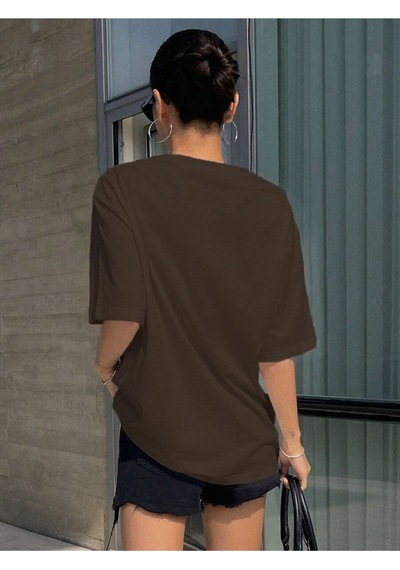 Uyguntarz Unisex Active Baskılı Tasarım Tshirt Kahverengi
