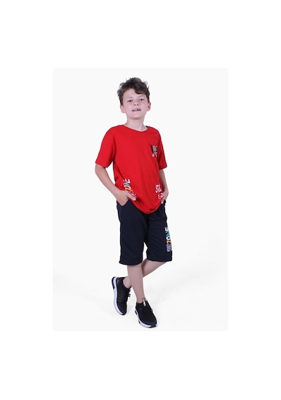 Fyk Kids Zone Yazı Baskılı Erkek Çocuk Yazlık Takım Kırmızı