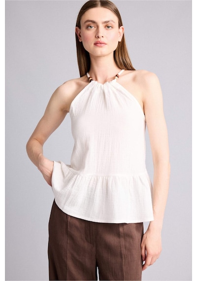 Defacto Regular Fıt Halter Yaka Müslin Kolsuz Bluz H5972ax26smwt34 Beyaz-wt34