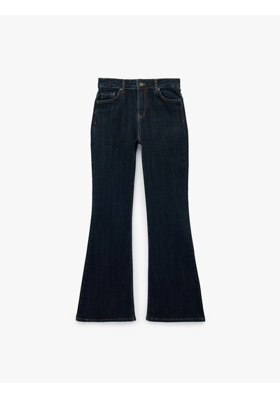 Koton Pamuklu Dar Kesim Düğmeli Cepli İspanyol Paça Denim Pantolon - Flare Jeans Koyu İndigo 7sal40024md Koton Pamuklu Dar Kesim Düğmeli Cepli İspanyol Paça Denim Pantolon - Flare Jeans Koyu İndigo 7sal40024md