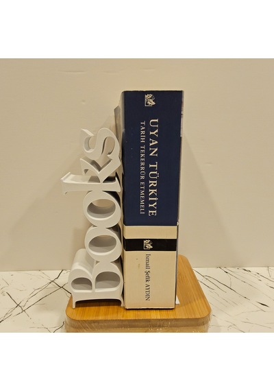Kitap Tutucu Books Yazılı 3 D Beyaz