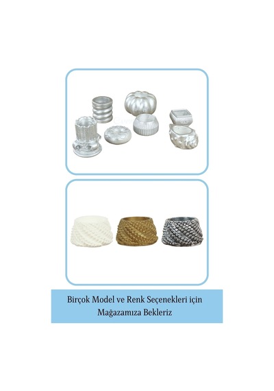 Mumluk Şamdan 3 Adet Tealight Ve İnce Mum Uyumlu Ejderha Yumurtası Model - Gümüş