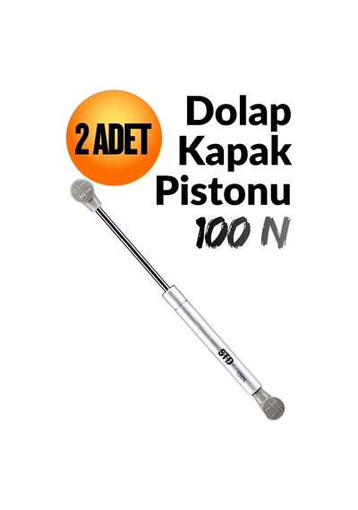 2 Adet Dolap Amortisörü Gazlı Piston Kapak Hidroliği 27 Cm 100n Gri Gri